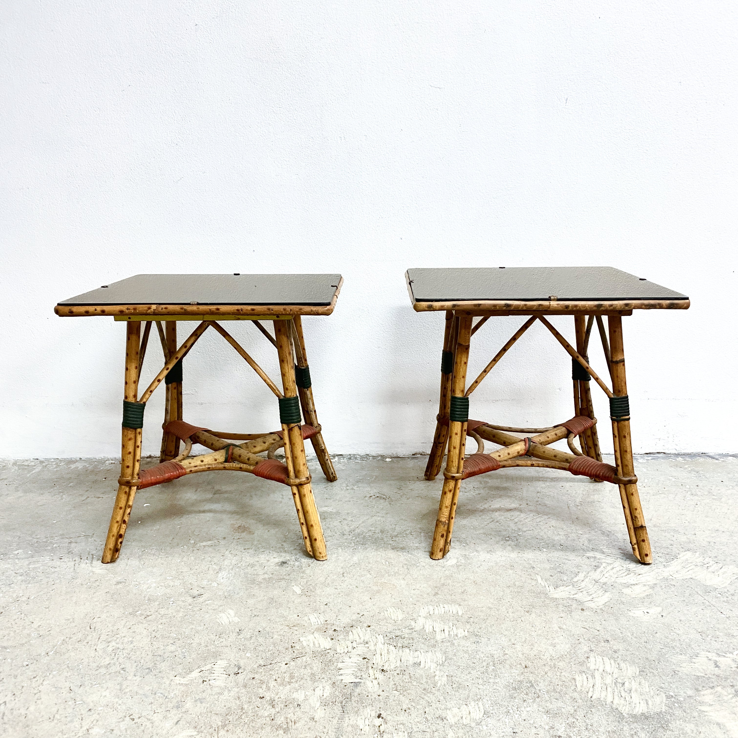 Pair Of Early 20th Century Art Deco Glass Topped Spotted Cane Side Tab ...