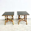 Pair Of Early 20th Century Art Deco Glass Topped Spotted Cane Side Tables