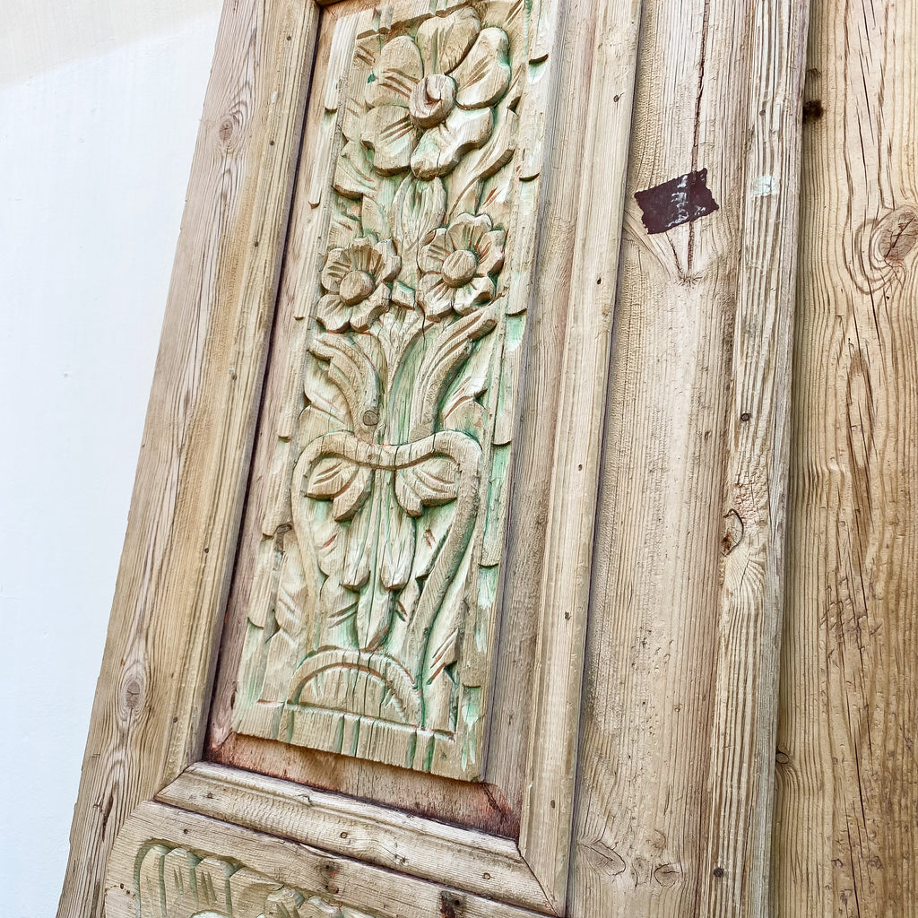 Pair Of Egyptian Baltic Pine Carved French Doors