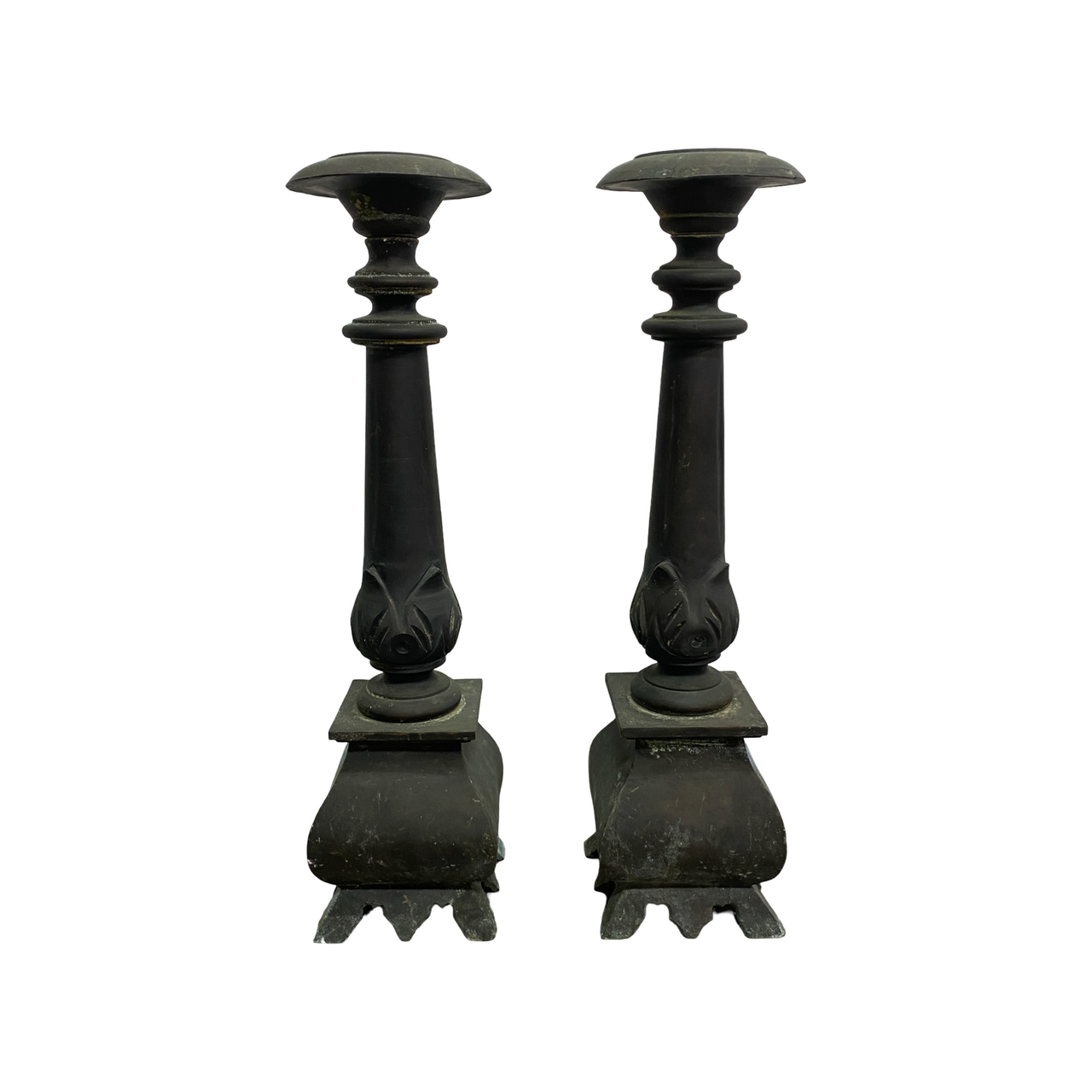 Pair Of Large Vintage Ornate Metal Candlesticks