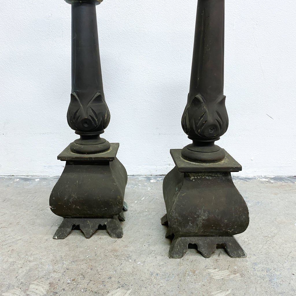 Pair Of Large Vintage Ornate Metal Candlesticks
