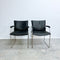 Pair Of Mid 1970's Century Italian Chrome And Leather Chairs