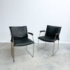 Pair Of Mid 1970's Century Italian Chrome And Leather Chairs