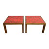Pair Of Mid Century Meranti And Red Tile Top Side Tables C1970s