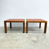 Pair Of Mid Century Meranti And Red Tile Top Side Tables C1970s