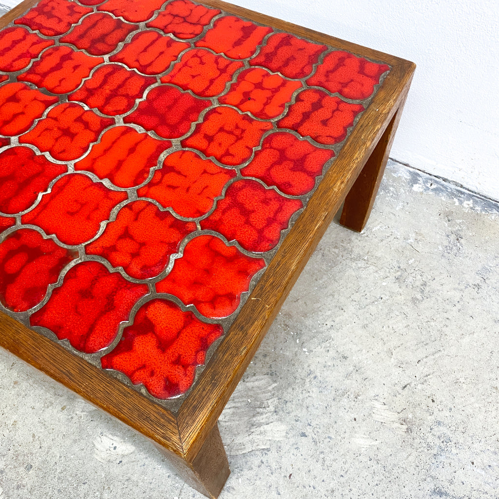 Pair Of Mid Century Meranti And Red Tile Top Side Tables C1970s