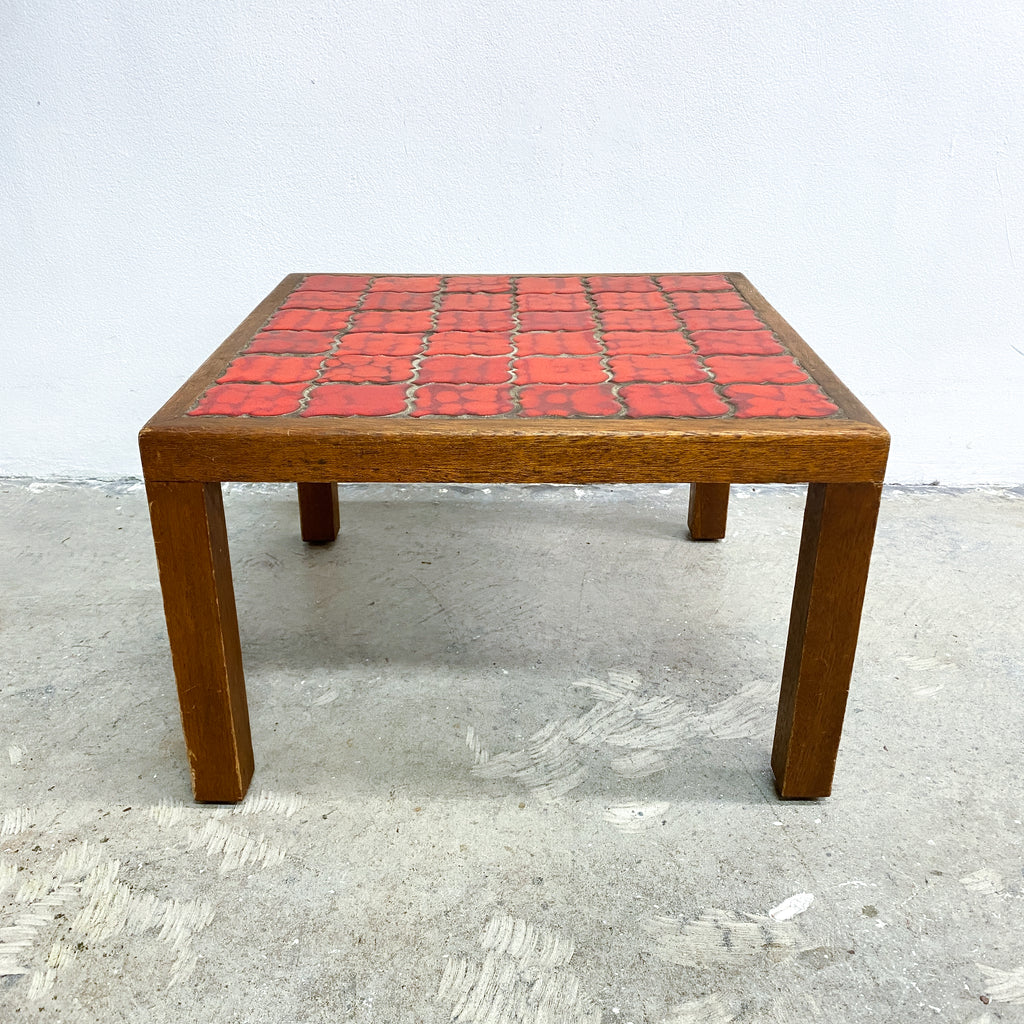 Pair Of Mid Century Meranti And Red Tile Top Side Tables C1970s