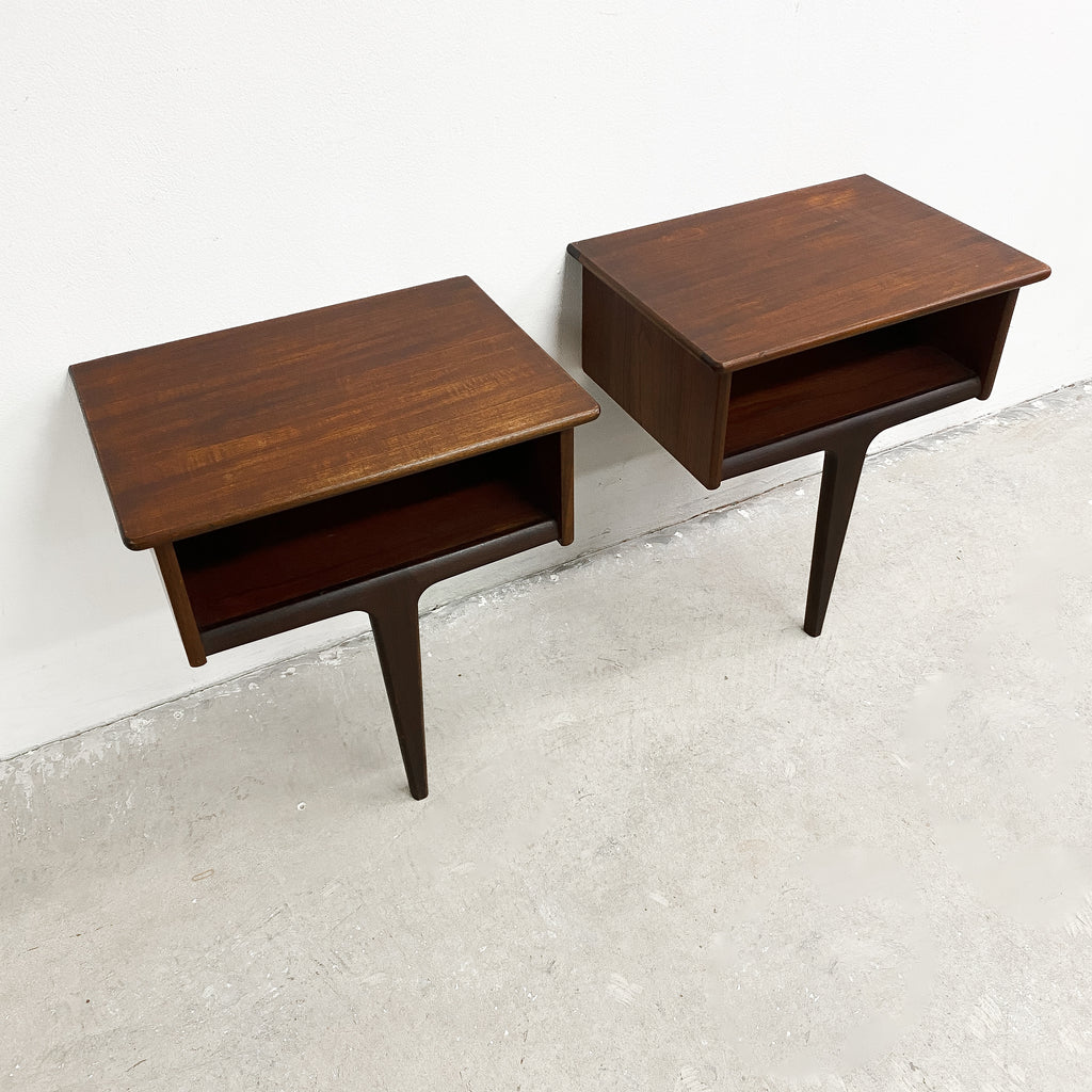 Pair Of Mid Century Modern Teak Floating Bedside Tables By Younger
