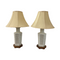 Pair Of Mid Century Oriental Ceramic Table Lamp With Shade
