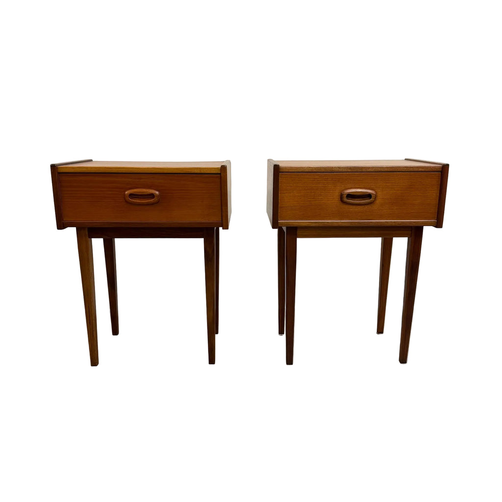 Pair Of Mid Century Parker Nordic Teak Bedside Tables
