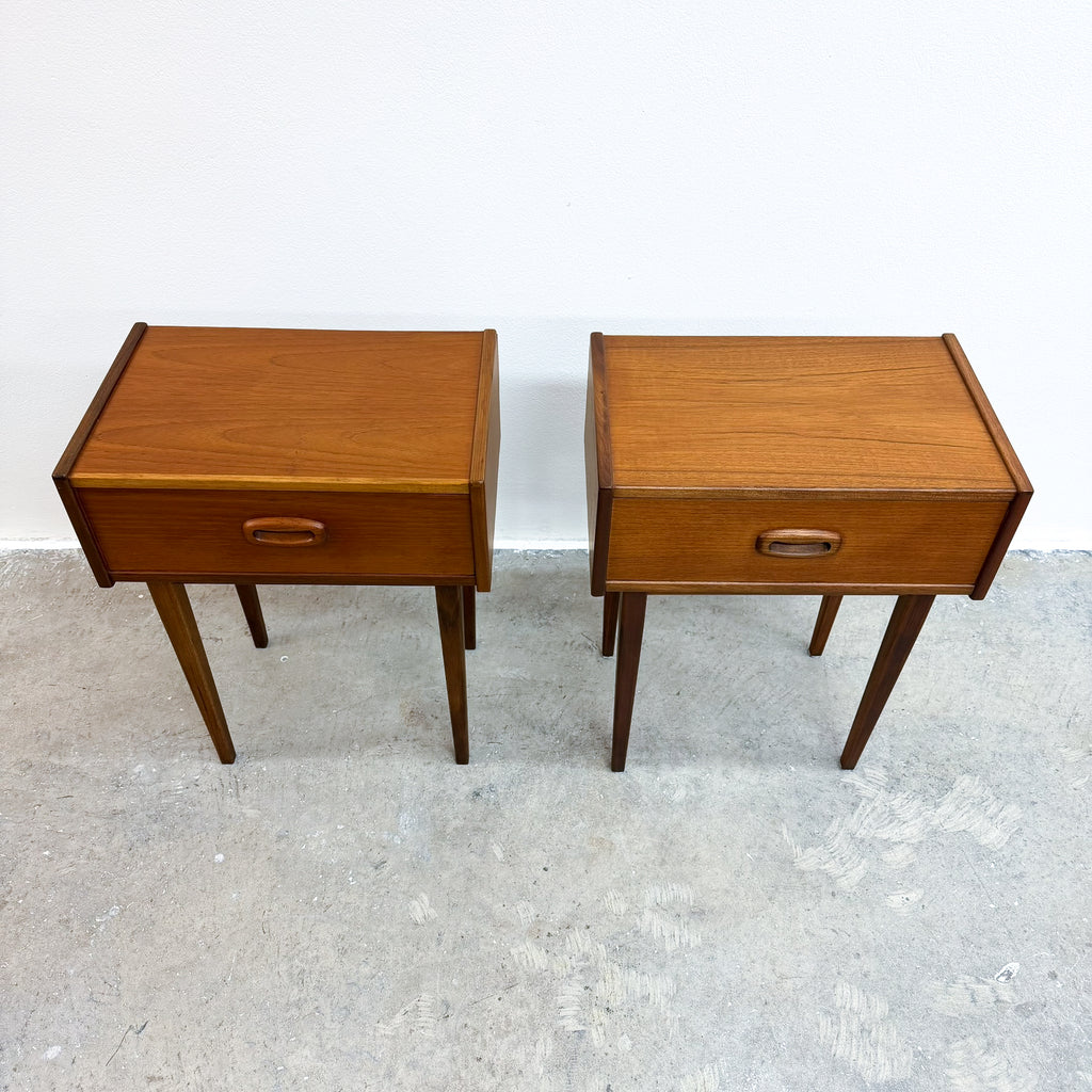 Pair Of Mid Century Parker Nordic Teak Bedside Tables