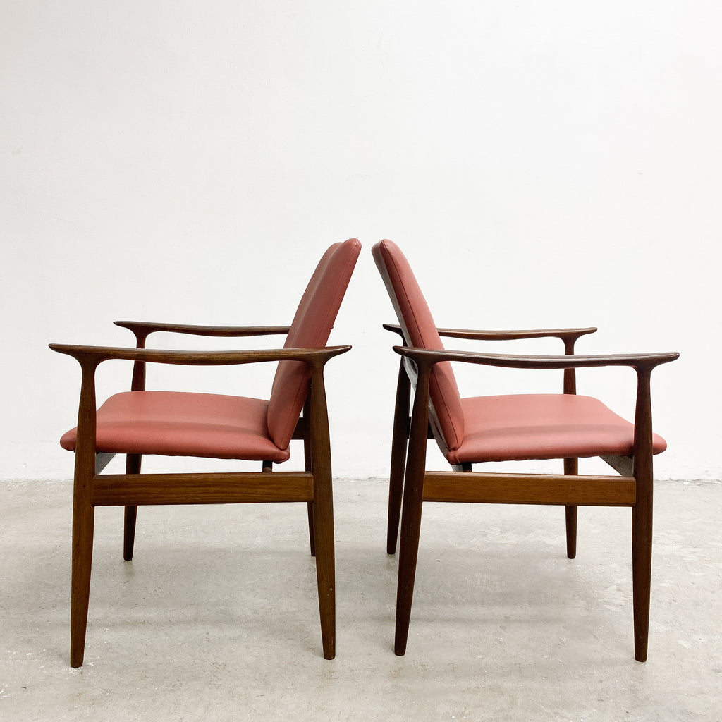 Pair Of Mid Century Parker Teak Ballarat Carver Armchairs