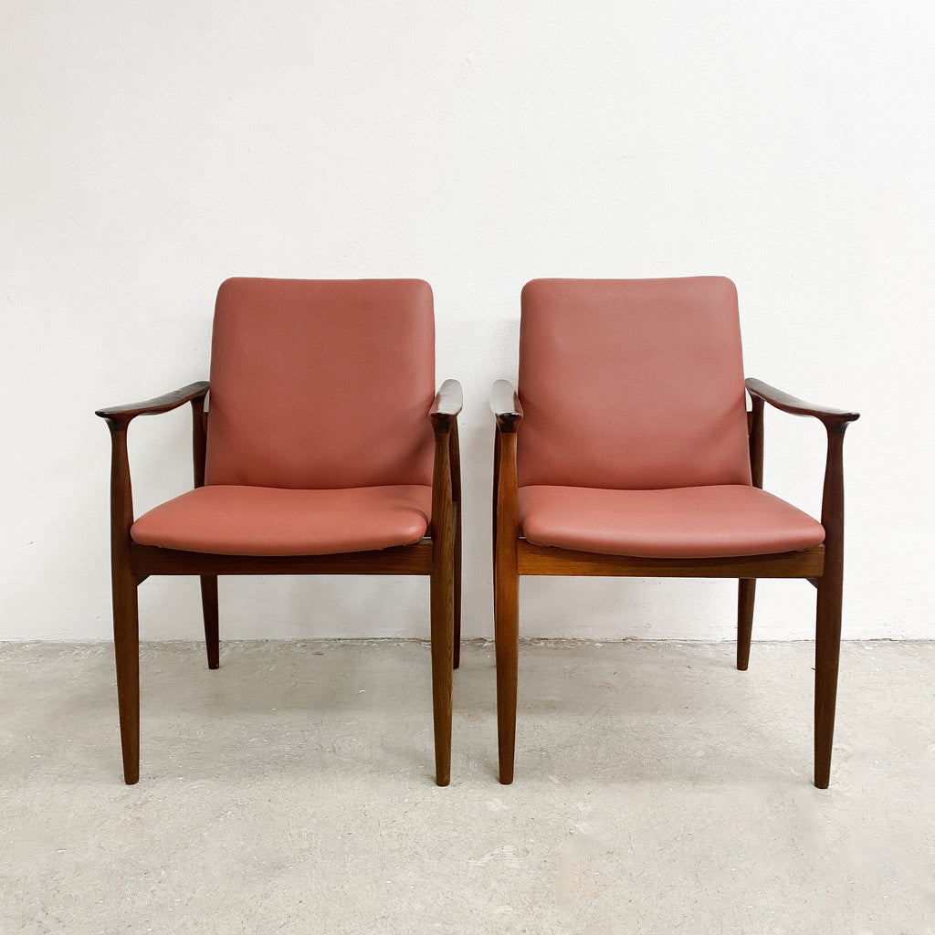 Pair Of Mid Century Parker Teak Ballarat Carver Armchairs