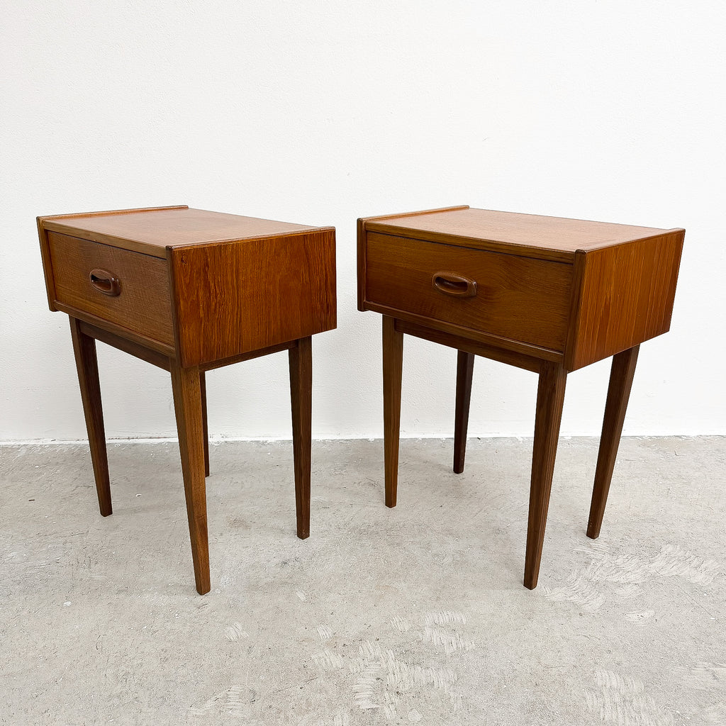 Pair Of Mid Century Parker 'Nordic' Teak Bedside Tables With Drawers