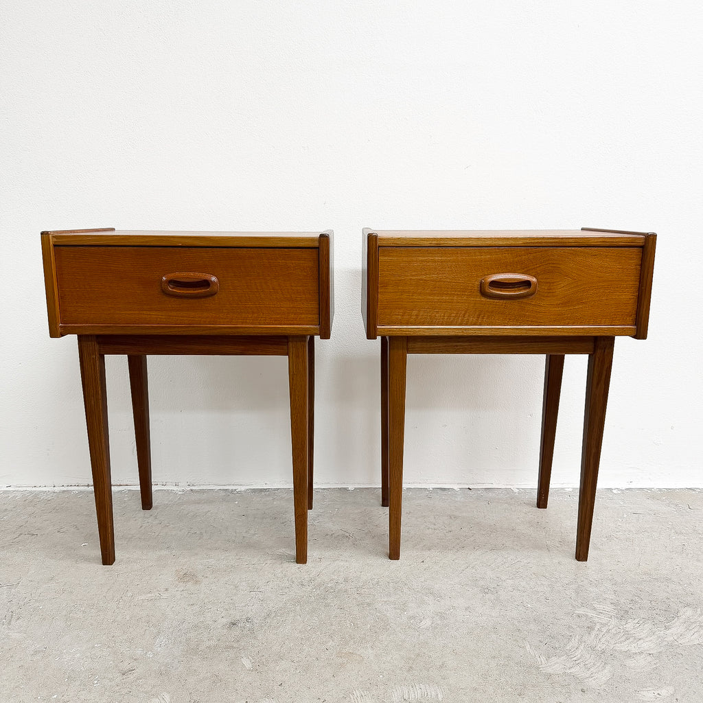Pair Of Mid Century Parker 'Nordic' Teak Bedside Tables With Drawers