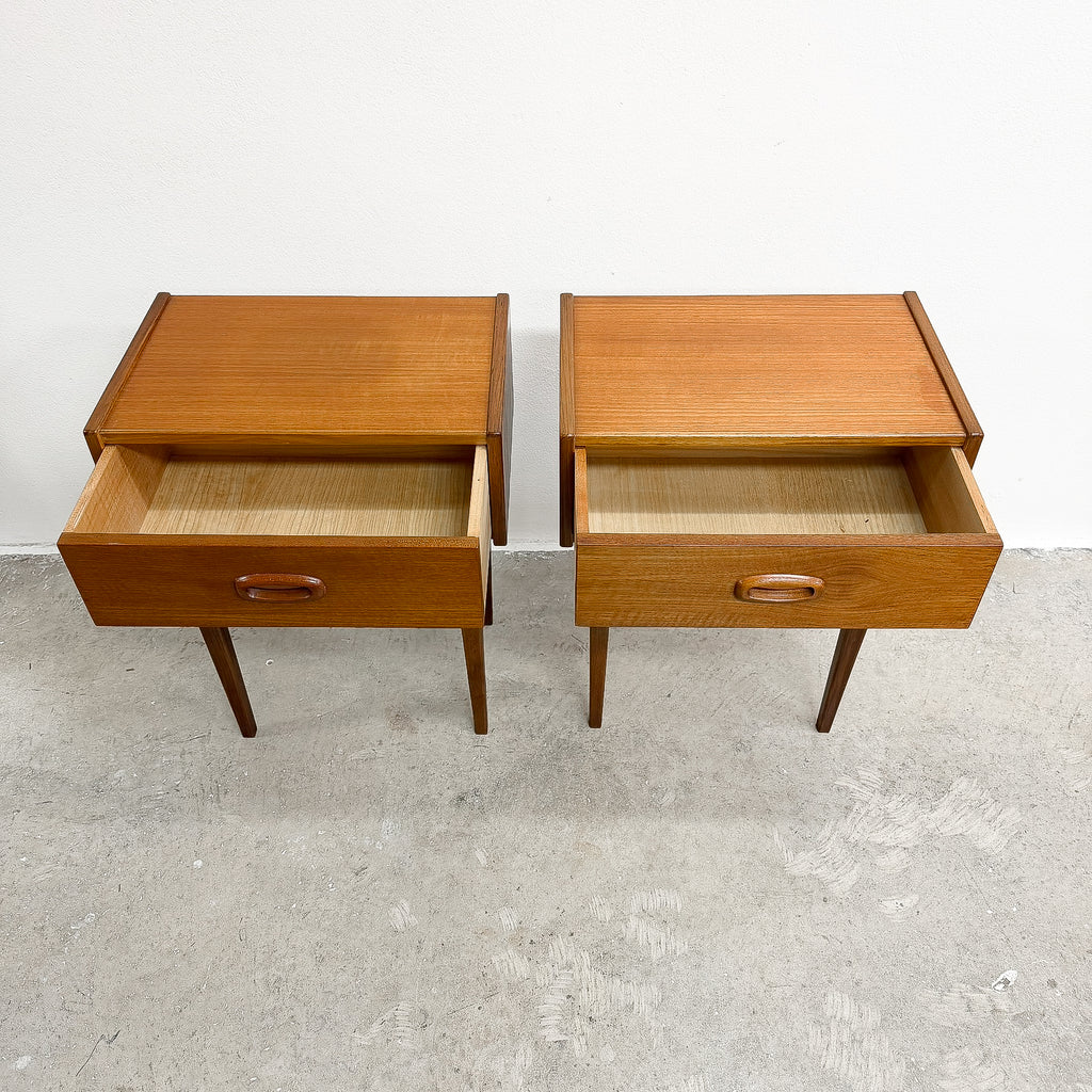 Pair Of Mid Century Parker 'Nordic' Teak Bedside Tables With Drawers