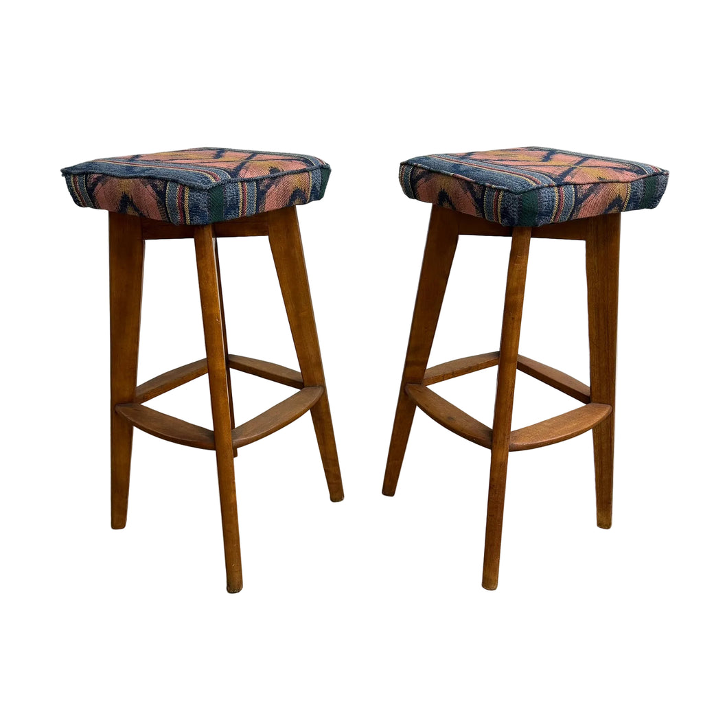 Pair Of Mid Century Teak Bar Stools