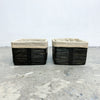 Pair Of Pencil Cane Baskets/ Tidies With Liners