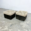 Pair Of Pencil Cane Baskets/ Tidies With Liners