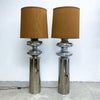 Pair Of Post Modern Brutalist Chrome Floor Lamps