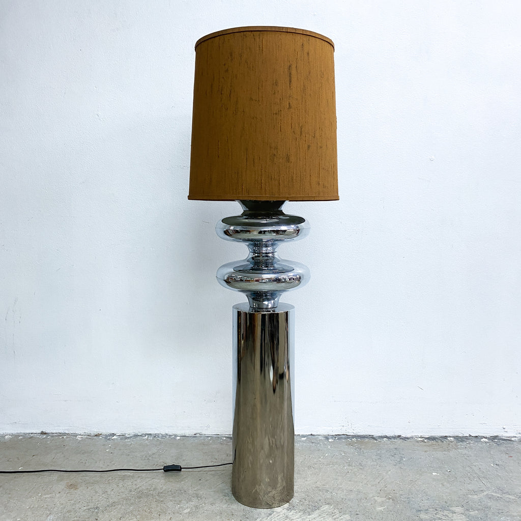 Pair Of Post Modern Brutalist Chrome Floor Lamps