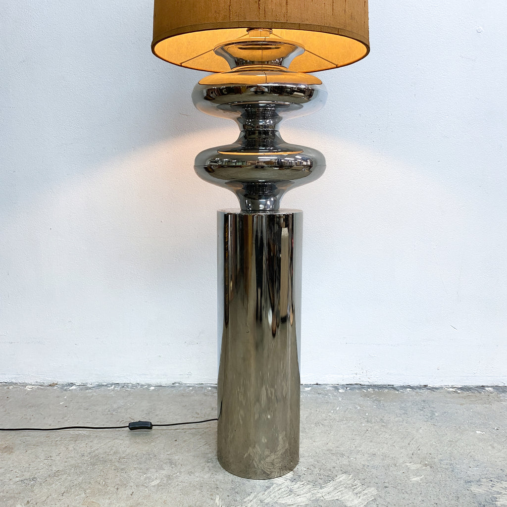 Pair Of Post Modern Brutalist Chrome Floor Lamps