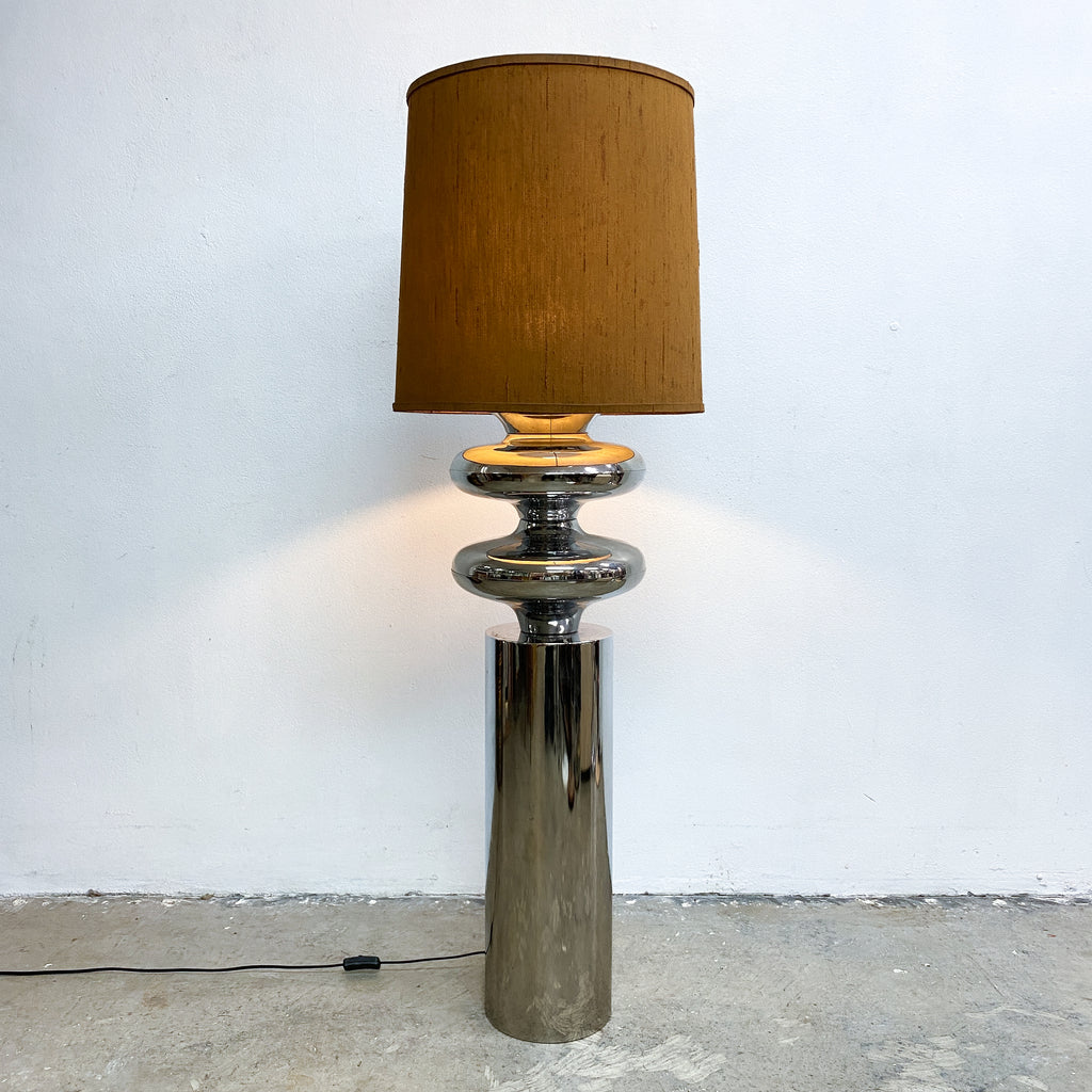 Pair Of Post Modern Brutalist Chrome Floor Lamps