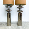 Pair Of Post Modern Brutalist Chrome Floor Lamps