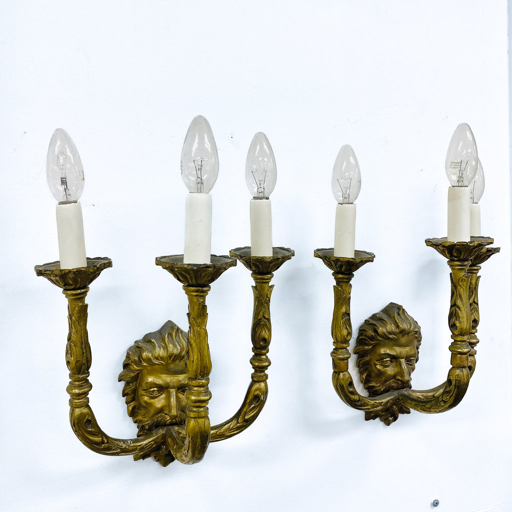 Pair Of Vintage Brass Wall Sconces 