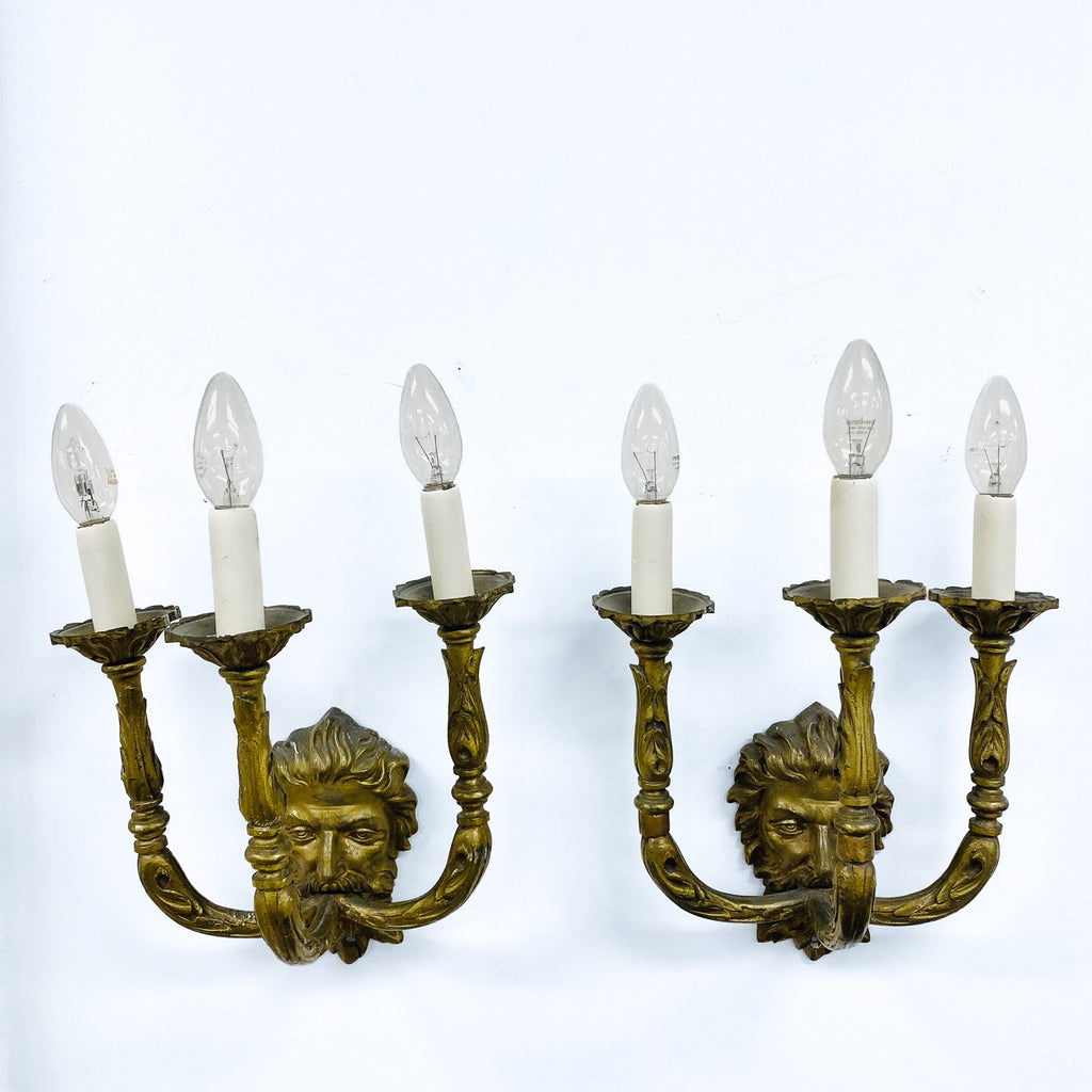 Pair Of Vintage Brass Wall Sconces 