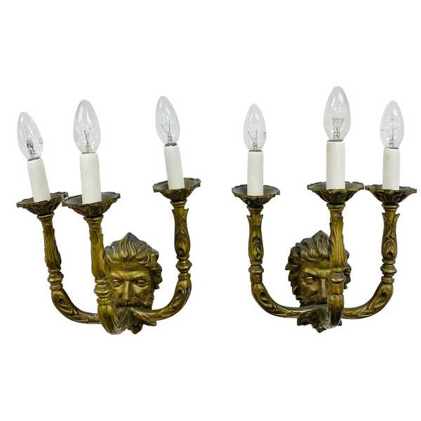 Pair Of Vintage Brass Wall Sconces 