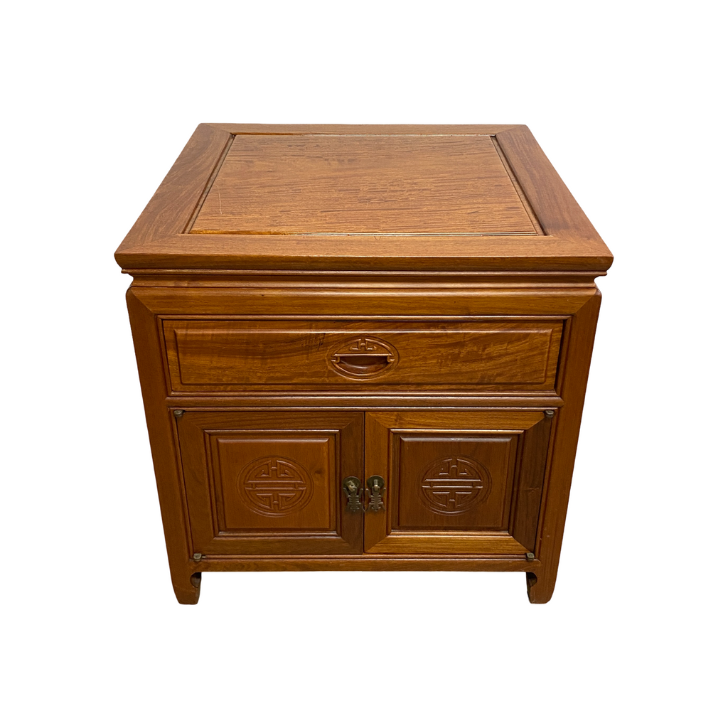 Pair Of Vintage Chinese Cherrywood Bedside Cabinets