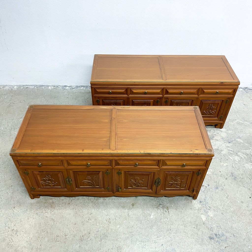 Pair Of Vintage Chinese Elm Bedside Cabinets Or Chests