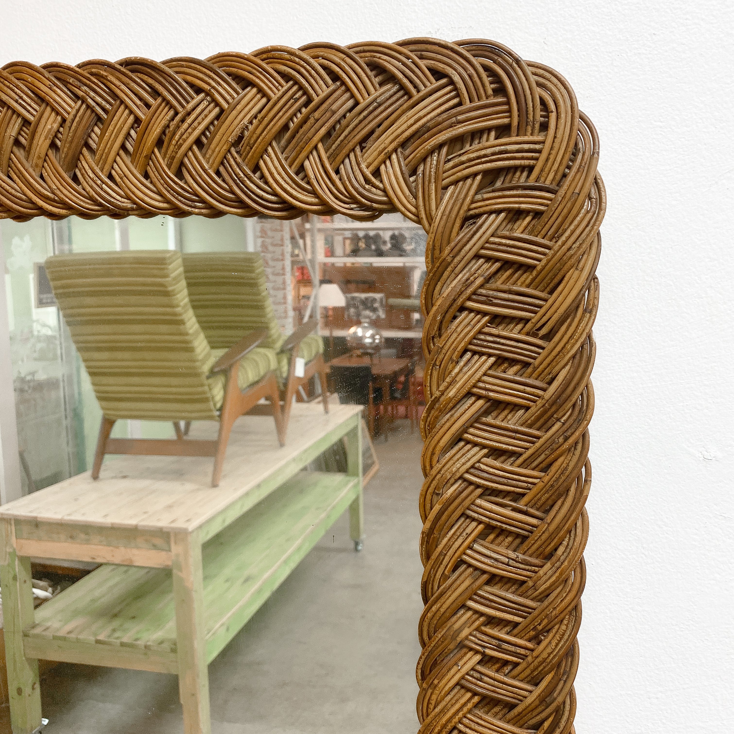 Pair Of Large Vintage Braided Wicker Rattan Mirrors– The Design Ark
