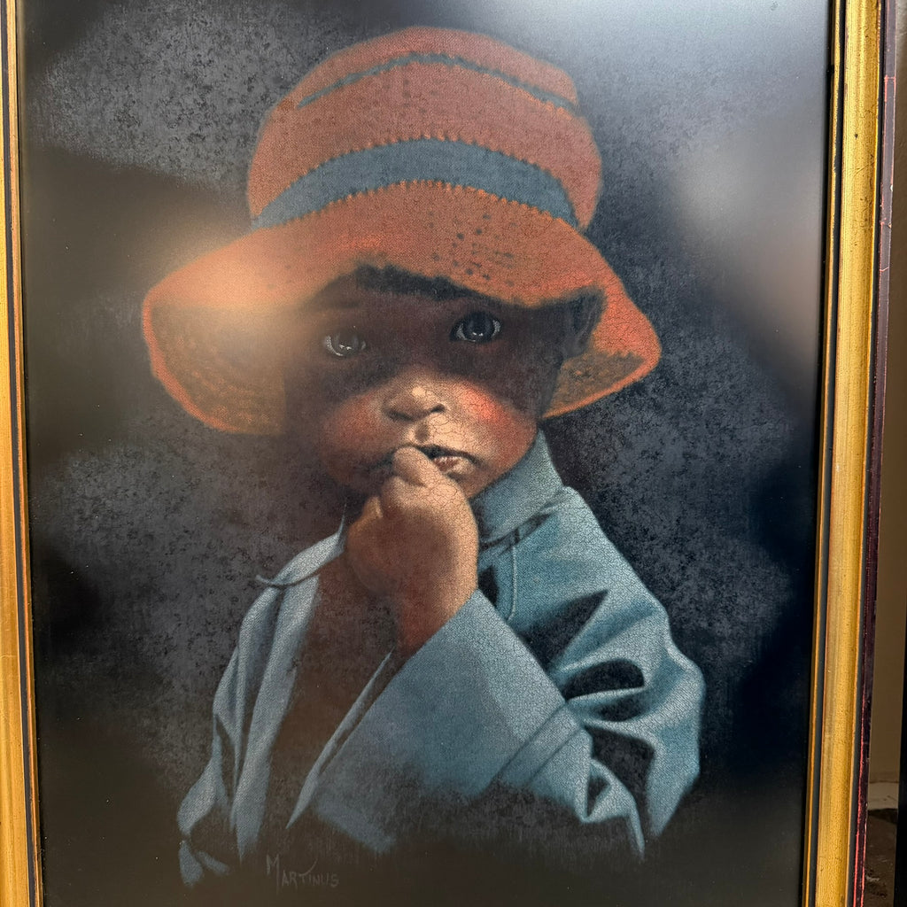 Pair Of Australian Mid Century Child Portraits By Artist Martinus