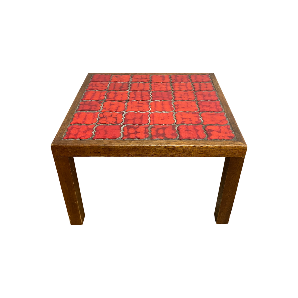 Pair Of Mid Century Meranti And Red Tile Top Side Tables C1970s