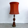 Pair of 1960's Mid Century Turned Teak Table Lamps Original Shades