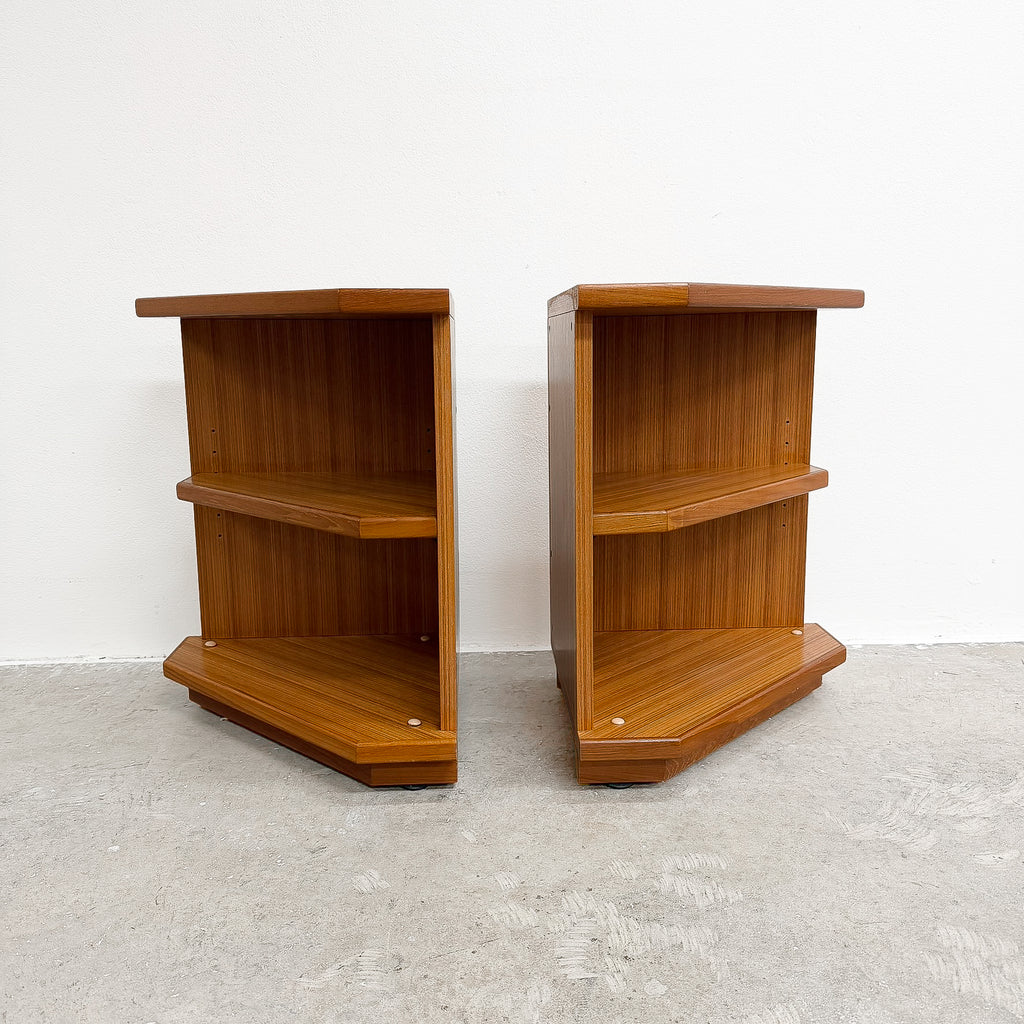 Pair of Mid Century Parker Bedside Table/ Shelves