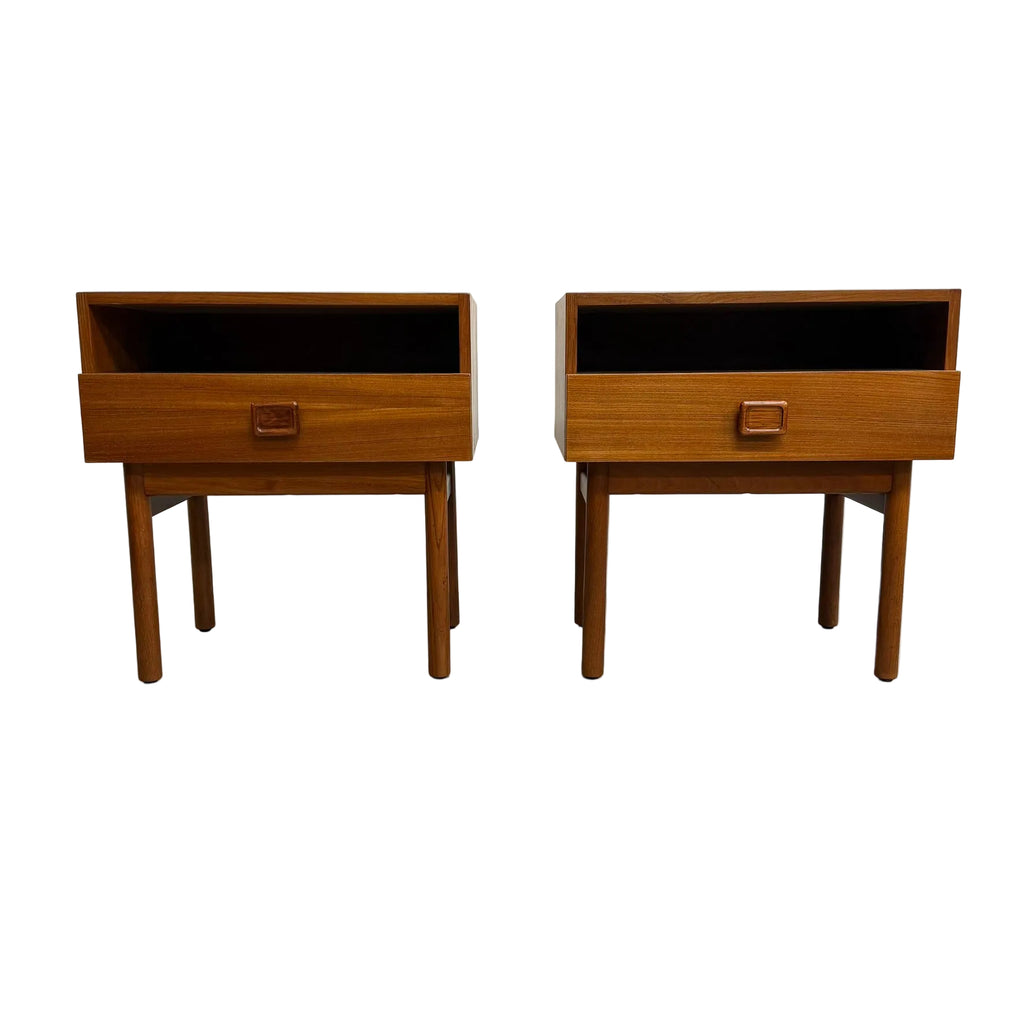 Pair of Mid Century Parker Teak Bedside Tables - Restored