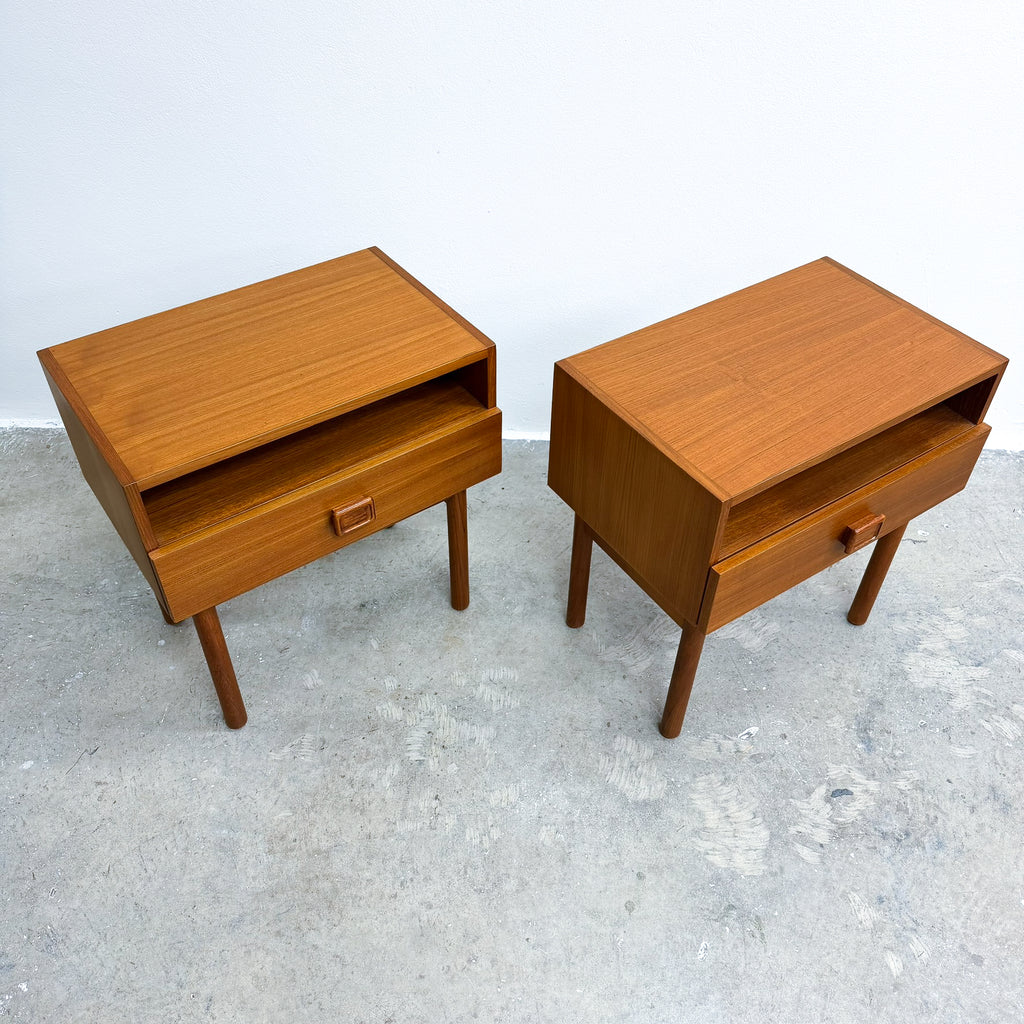 Pair of Mid Century Parker Teak Bedside Tables - Restored
