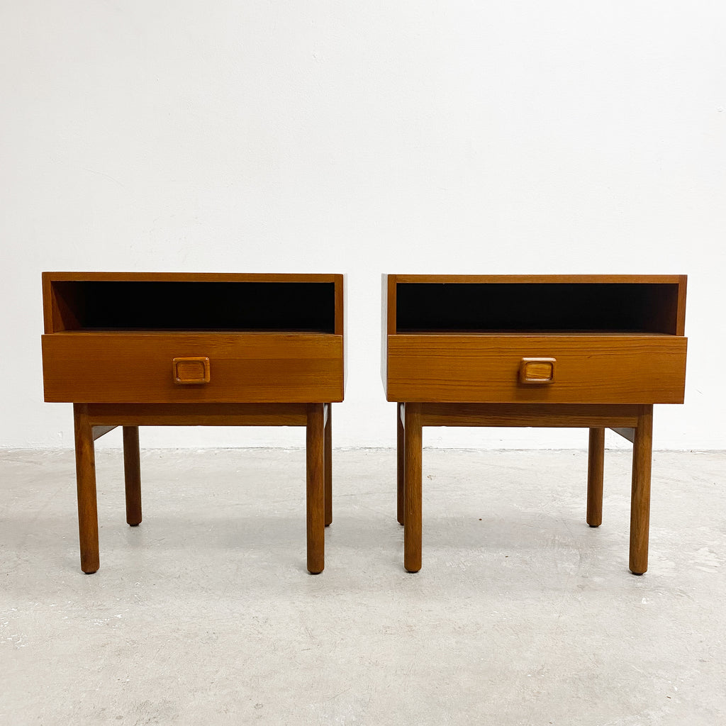 Restored Pair of Mid Century Parker Teak Bedside Tables