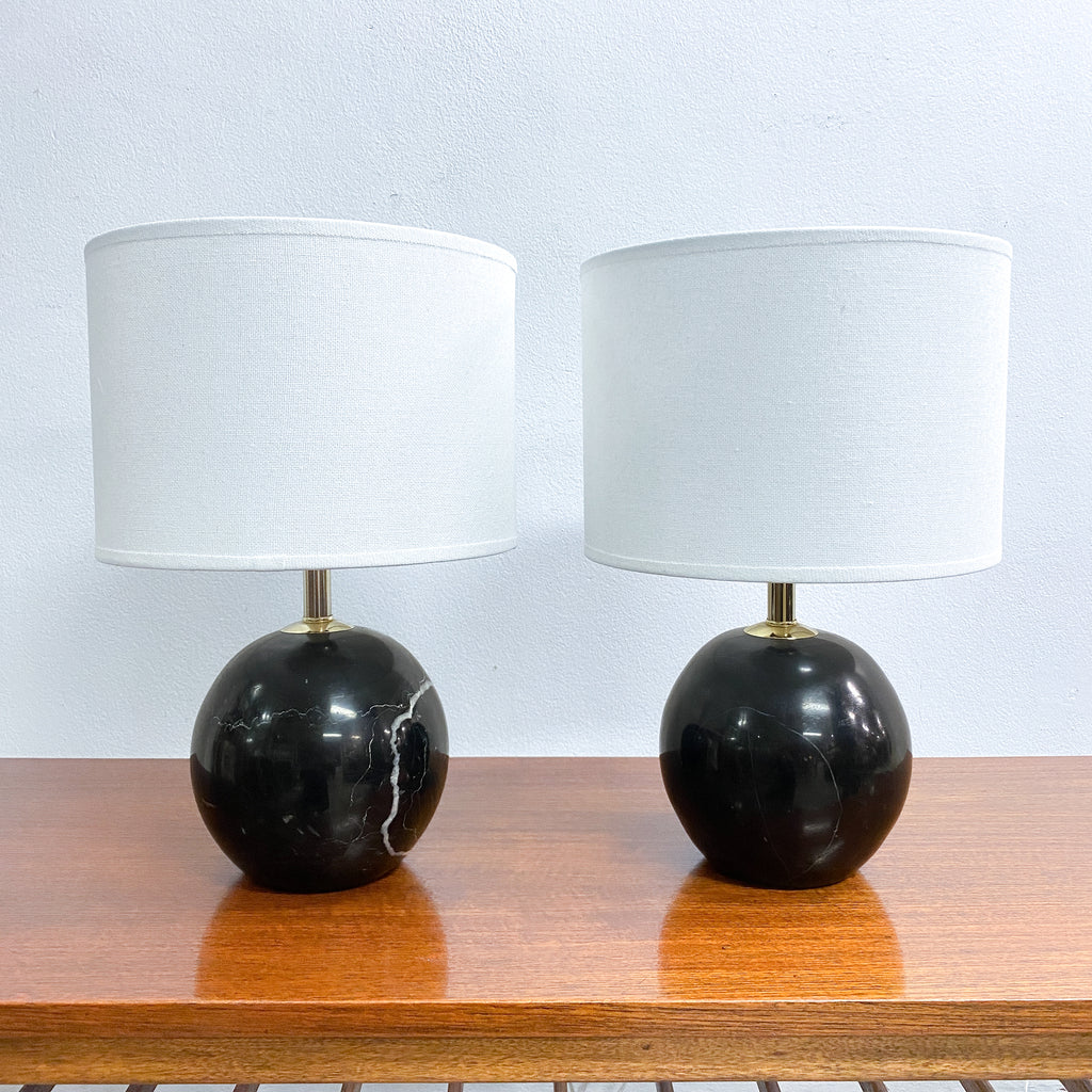 Pair of Post Modern Late 1990's Solid Marble Lamps