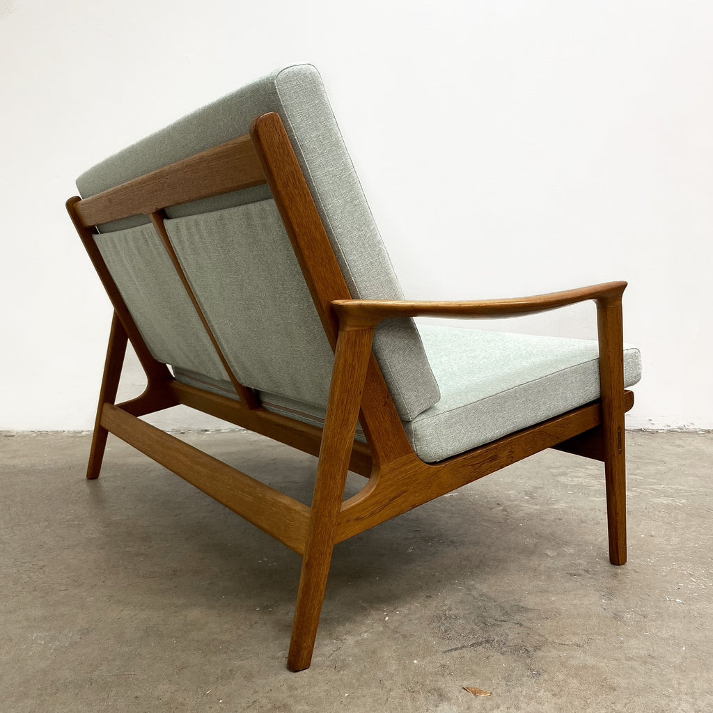 Mid Century Teak Parker Two Seater Sofa Lounge With New Upholstery