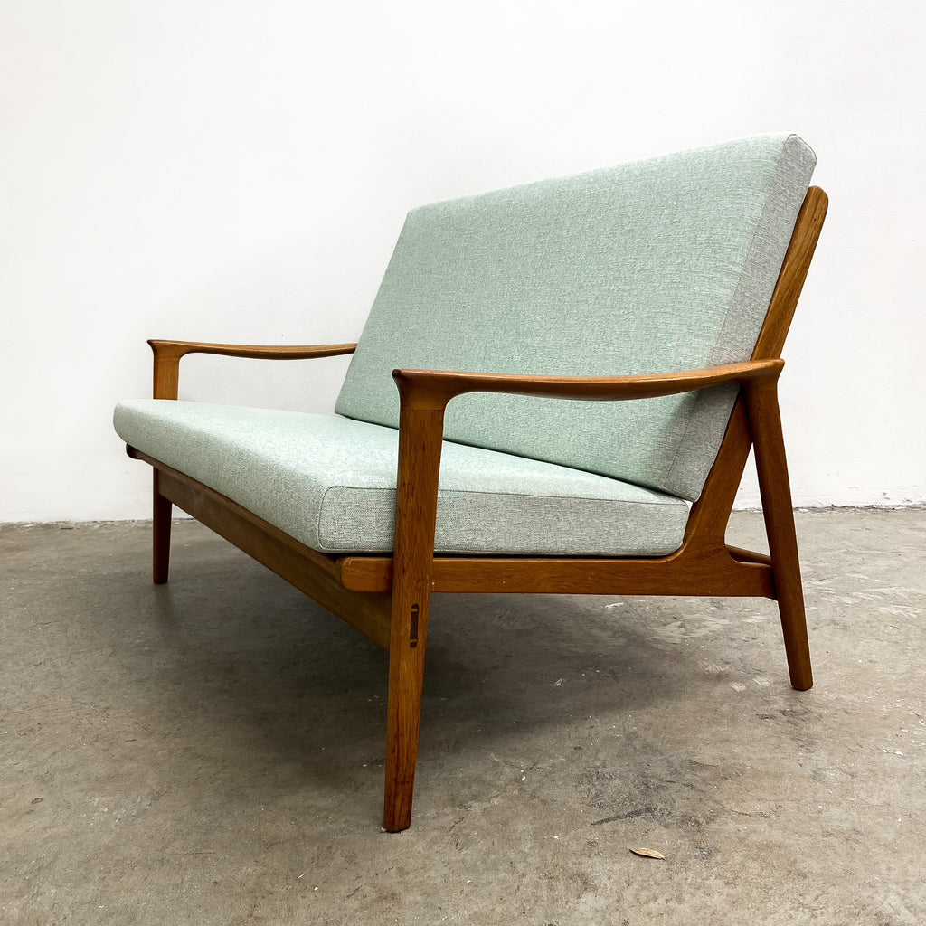 Mid Century Teak Parker Two Seater Sofa Lounge With New Upholstery