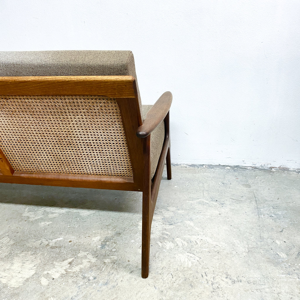 Parker Mid Century Three Seater Rattan Back Sofa Lounge -Reupholstered