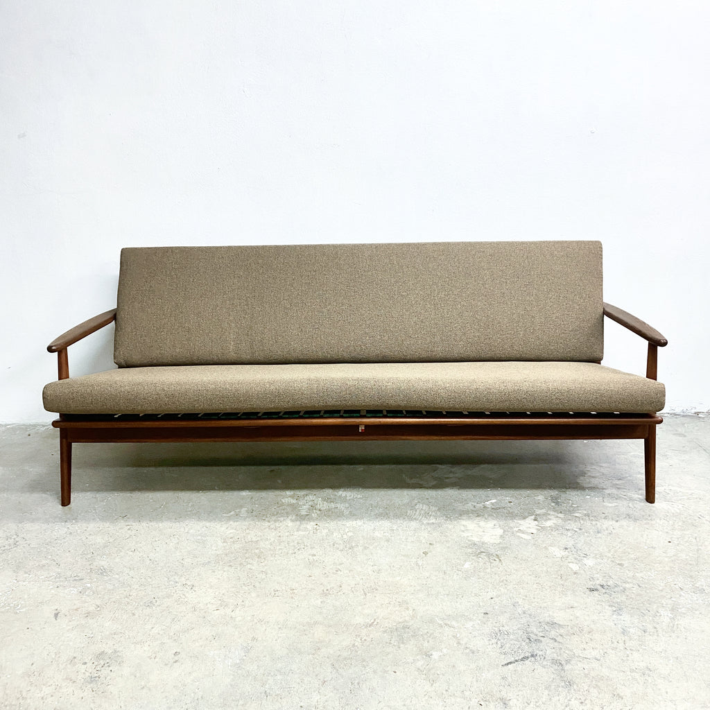 Parker Mid Century Three Seater Rattan Back Sofa Lounge -Reupholstered