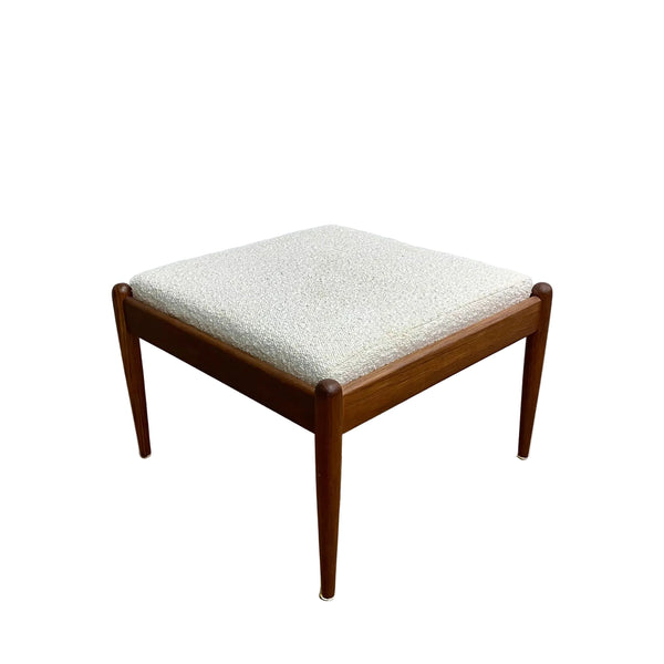 Mid Century Parker Foot Stool - White Boucle Upholstery