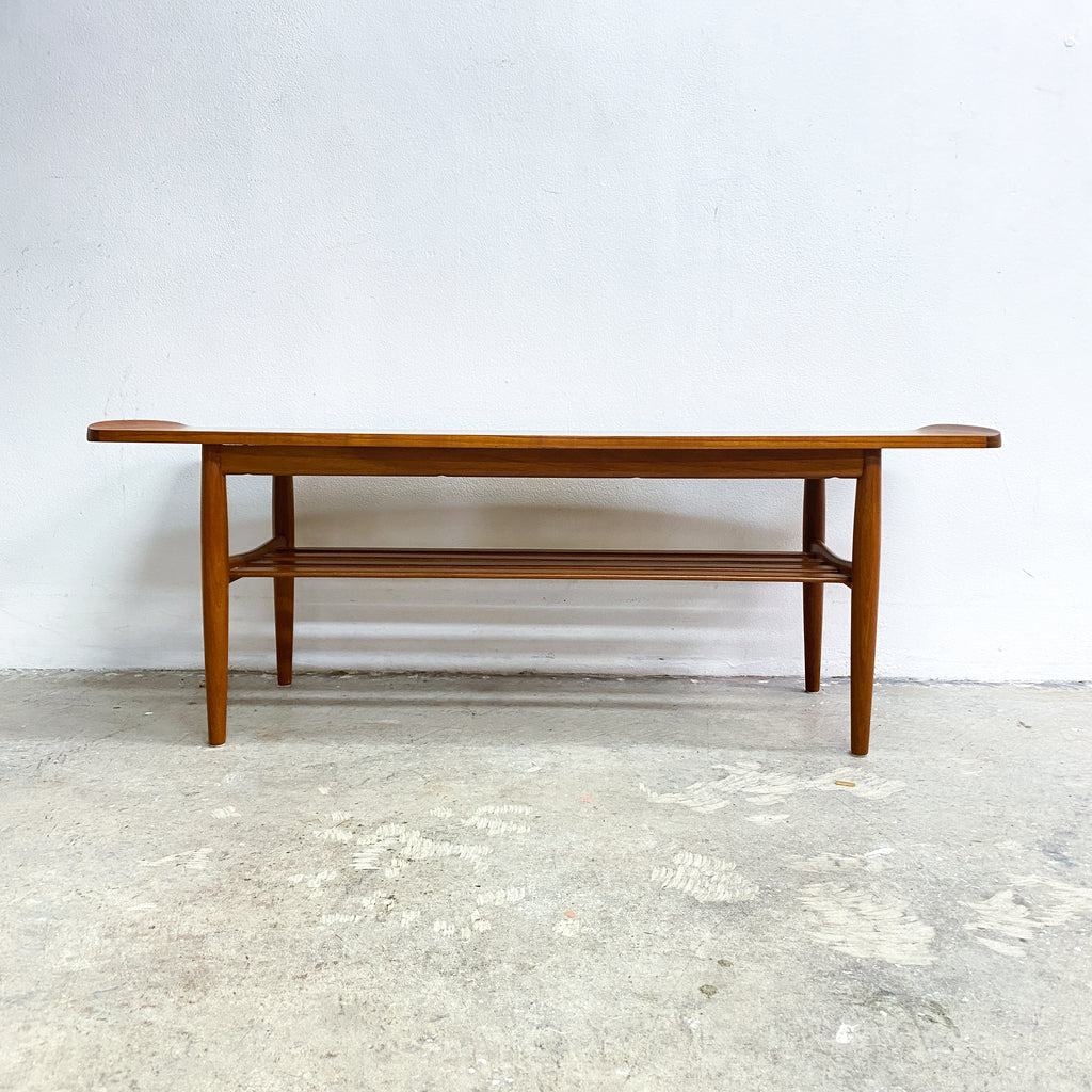 Parker Mid Century Lip End Coffee Table With Magazine Shelf - Professionally Restored