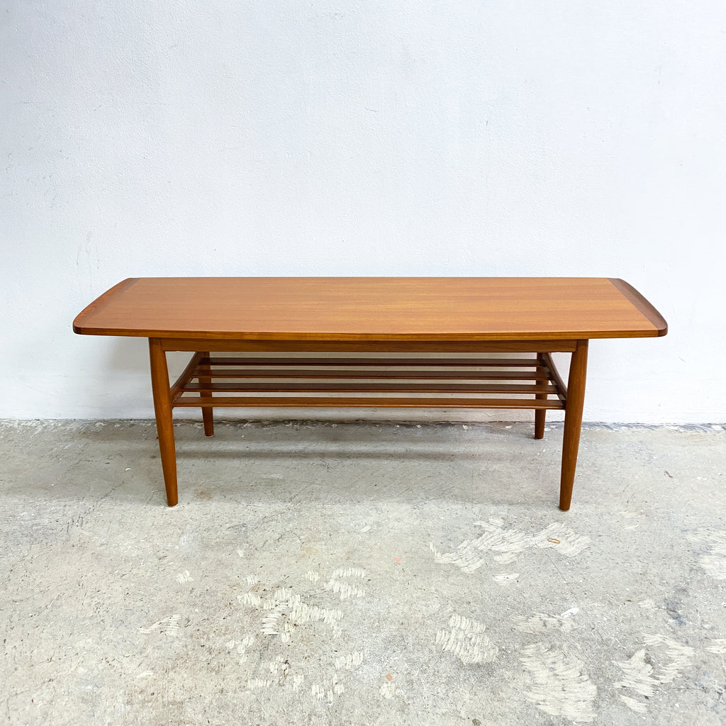 Parker Mid Century Lip End Coffee Table With Magazine Shelf - Professionally Restored