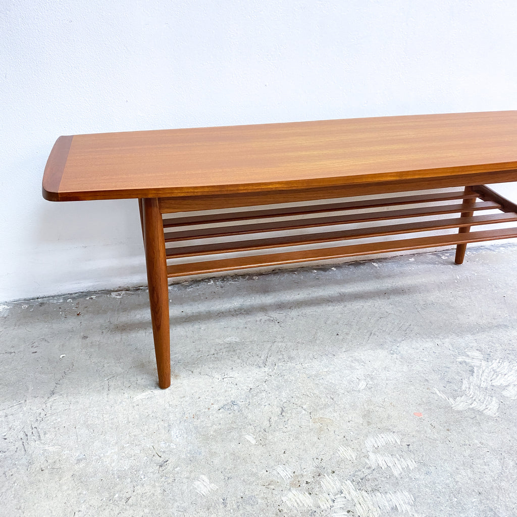 Parker Mid Century Lip End Coffee Table With Magazine Shelf - Professionally Restored